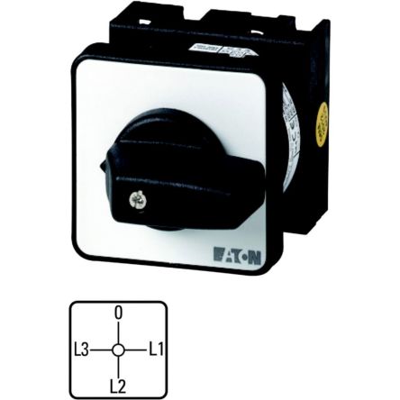 Eaton, 3P 4 Position 90° Ammeter Cam Switch, 690V (Volts), 20A, Short Thumb Grip Actuator [036489 T0-3-8048/EZ]; 271-5054