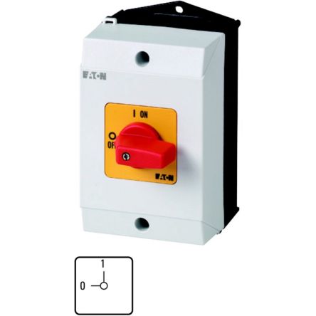 Eaton, 1P 2 Position 90° On-Off Cam Switch, 690V (Volts), 20A, Short Thumb Grip Actuator [207075 T0-1-8200/I1-RT]; 271-5267