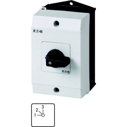 Eaton, 1P 3 Position 45° Multi Step Cam Switch, 690V (Volts), 20A, Toggle Actuator [207105 T0-2-8230/I1]; 271-5290