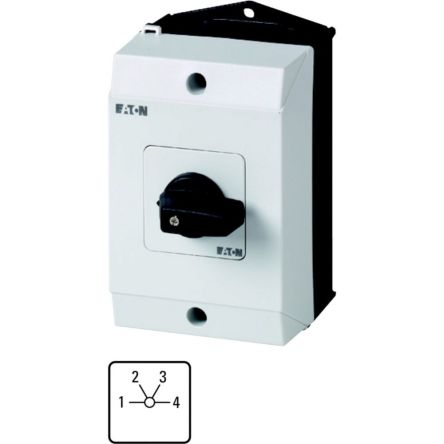 Eaton, 1P 4 Position 60° Multi Step Cam Switch, 690V (Volts), 20A, Short Thumb Grip Actuator [207106 T0-2-8231/I1]; 271-5291