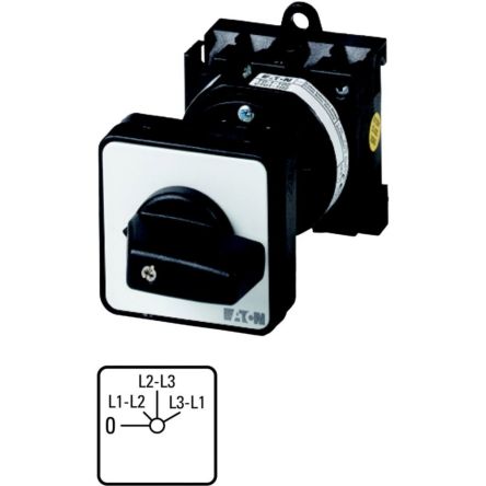 Eaton, 2P 4 Position 45° On-Off Cam Switch, 690V (Volts), 20A, Short Thumb Grip Actuator [048353 T0-2-15920/Z]; 271-5631