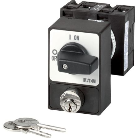 Eaton, 3P 2 Position 90° On-Off Cam Switch, 690V (Volts), 32A, Short Thumb Grip Actuator [050983 T3-2-1/E/SVA(S)]; 271-5650