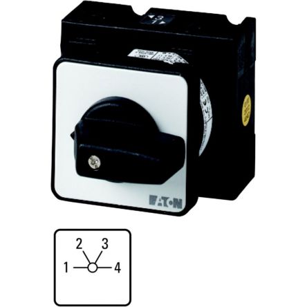 Eaton, 1P 4 Position 60° Multi Step Cam Switch, 690V (Volts), 32A, Toggle Actuator [083221 T3-2-8231/E]; 271-5863