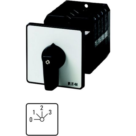 Eaton, 3P 4 Position 45° Multi Step Cam Switch, 600V (Volts), 100A, Short Thumb Grip Actuator [096408 T5-3-8332/Z]; 271-6161