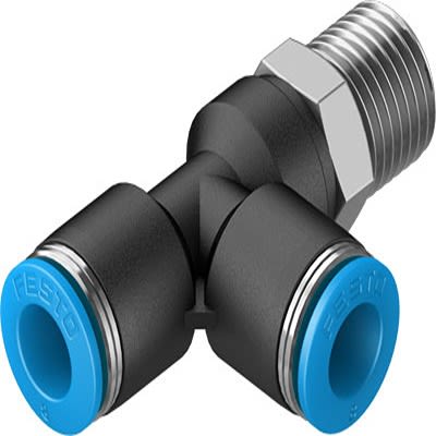Festo QSTL Series T Fitting, R 1/4 Male to 8 mm, Threaded-to-Tube Connection Style, 153121 [QSTL-1/4-8]; 271-6860