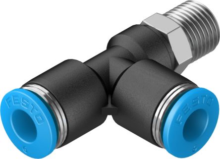 Festo QSTL Series T Fitting, R 1/8 Male to 6 mm, Threaded-to-Tube Connection Style, 153118 [QSTL-1/8-6]; 271-6862