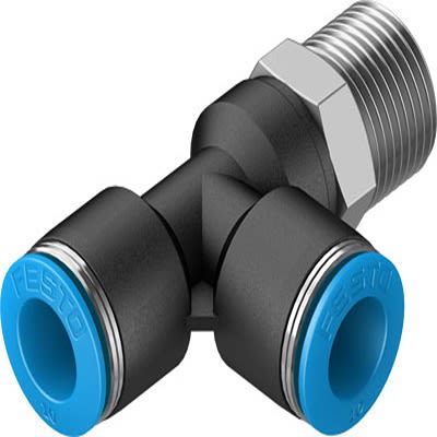 Festo QSTL Series T Fitting, R 3/8 Male to 10 mm, Threaded-to-Tube Connection Style, 153124 [QSTL-3/8-10]; 271-6865