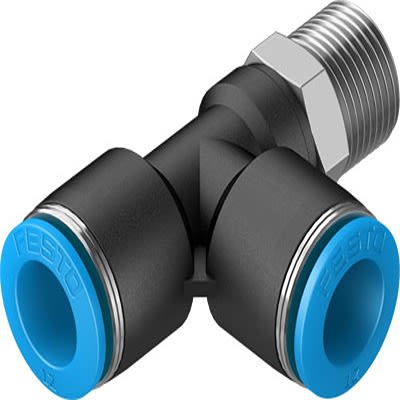 Festo QSTL Series T Fitting, R 3/8 Male to 12 mm, Threaded-to-Tube Connection Style, 153125 [QSTL-3/8-12]; 271-6866