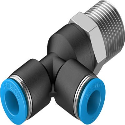 Festo QSTL Series T Fitting, R 3/8 Male to 8 mm, Threaded-to-Tube Connection Style, 153122 [QSTL-3/8-8]; 271-6867
