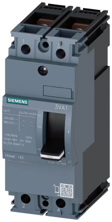 Siemens, SENTRON MCCB 2P 50A, Breaking Capacity 25 kA, Fixed Mount [3VA1150-3ED22-0AA0]; 271-9345