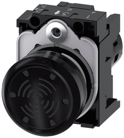 Siemens 3SU1 Series Base Sounder, 110 V ac, IP69, Front Plate, 75dB at 1 Metre [3SU12006LC101AA0]; 271-9522