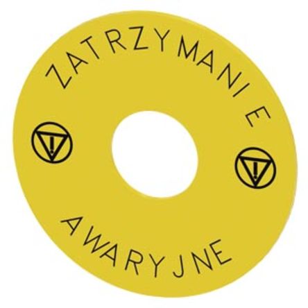 Siemens Stop Plate for Use with SIRIUS ACT Pushbuttons, AWARYJNE, ZATRZYMANIE, Stop [3SU19000BB310ND0]; 271-9525