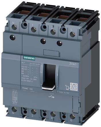 Siemens, SENTRON MCCB 4P 100A, Breaking Capacity 55 kA, Fixed Mount [3VA11105ED460AA0]; 271-9669
