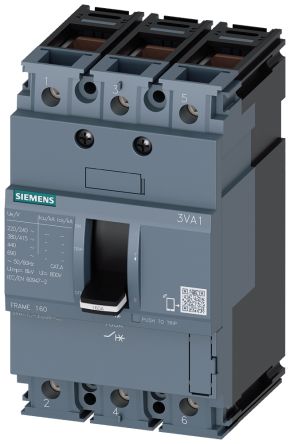 Siemens, SENTRON MCCB 3P 160A, Breaking Capacity 70 kA, Fixed Mount [3VA1116-6ED36-0AA0]; 271-9795