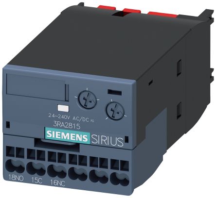 Siemens Auxiliary Switch Block, 1 Contact, 1CO, Clip-On Mounting, SIRIUS 3RA2 [3RA28152AW10]; 271-9928