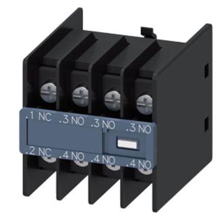 Siemens Auxiliary Switch Block, 4 Contact, 3NO + 1NC, Snap-On Mounting, SIRIUS 3RH2 [3RH29114HA31]; 271-9963