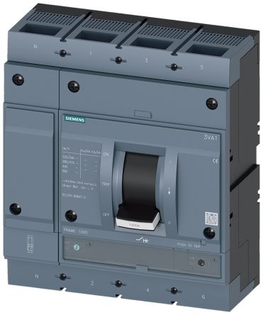 Siemens, SENTRON MCCB Molded Case Circuit Breaker 4P 630A, Breaking Capacity 110 kA, DIN Rail Mount [3VA1563-7GF42-0AA0]; 272-0180