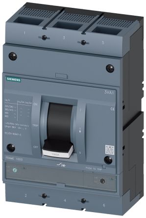 Siemens, SENTRON MCCB Molded Case Circuit Breaker 3P 800A, Breaking Capacity 55 kA, DIN Rail Mount [3VA1580-5EF32-0KF0]; 272-0183