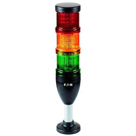 Eaton Green, Orange, Red Signal Tower, 3 Lights, 24 V, Base Mount [173982 SL7-100-L-RAG-24LED]; 272-0710