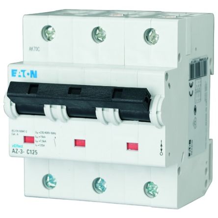 Eaton AZ MCB, 3P, 80A Curve B, 400V AC, 20 kA Breaking Capacity [174512 AZ-3-B80]; 272-0735