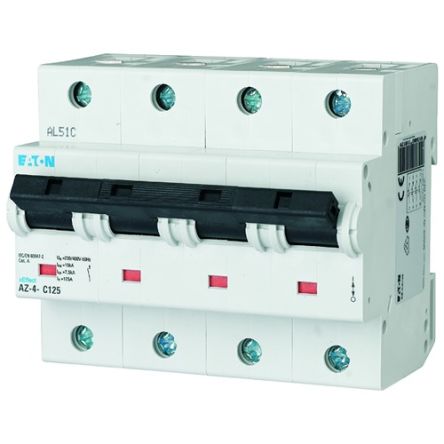 Eaton AZ xEffect MCB Mini Circuit Breaker, 4P, 125A Curve B, 400V AC, 15 kA Breaking Capacity [174540 AZ-4-B125]; 272-0736
