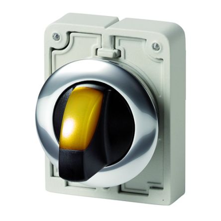 Eaton Toggle Selector Switch - 30mm Cutout Diameter, Illuminated 2 Positions [187027 M30C-FWRLK-Y]; 272-1325