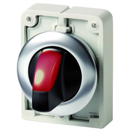 Eaton Toggle Selector Switch - 30mm Cutout Diameter, Illuminated 2 Positions [188079 M30I-FWRLK-R]; 272-1374