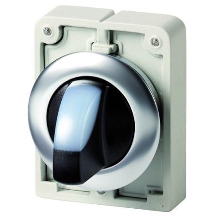 Eaton Toggle Selector Switch - 30mm Cutout Diameter, Illuminated 2 Positions [188080 M30I-FWRLK-W]; 272-1375