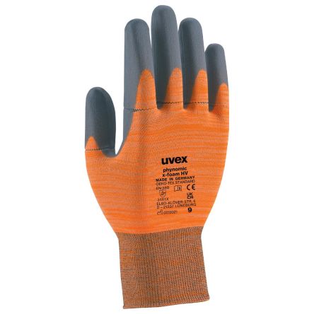 uvex phynomic x-foam HV Orange Elastane, Polyamide Abrasion Resistant, Tear Resistant Work Gloves, Size 6, Aqua-Polymer [6005406]; 272-2771