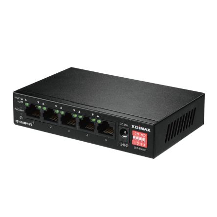 Edimax ES-5104PH V2, Unmanaged 5 Port Ethernet Switch With PoE [ES-5104PH V2]; 272-3458