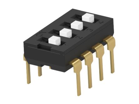 TE Connectivity 4 Way Through Hole DIP Switch SPST, Extended Actuator [2454982-3]; 272-4710