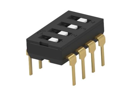 TE Connectivity 4 Way Through Hole DIP Switch SPDT, Flush Actuator [2461924-1]; 272-4722