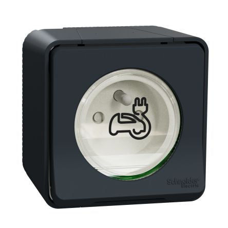 Schneider Electric Mureva Styl Grey 1 Gang EV Charging Socket, 2 Poles, 16A, French 2P, Indoor, Outdoor Use [MUR36010]; 272-7498