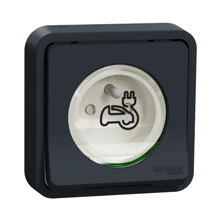 Schneider Electric Mureva Styl Grey 1 Gang EV Charging Socket, 2 Poles, 16A, French 2P, Indoor, Outdoor Use [MUR36011]; 272-7499