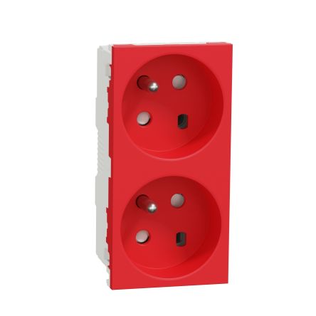 Schneider Electric Red 2 Gang Power Socket, 2 Poles, 16A, French 2P, Indoor Use [NU306103T]; 272-7513