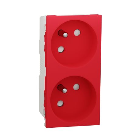Schneider Electric Red 2 Gang Power Socket, 2 Poles, 16A, French 2P, Indoor Use [NU306903]; 272-7514