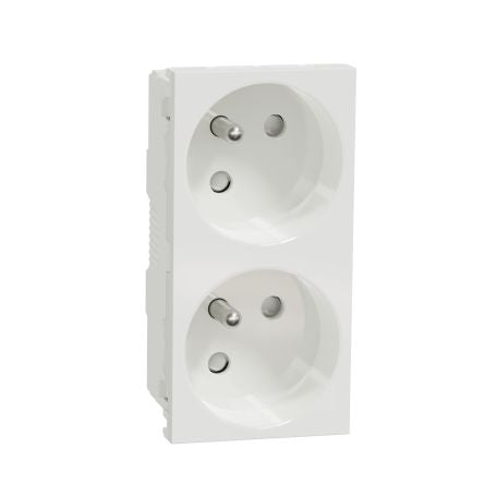 Schneider Electric White 2 Gang Power Socket, 2 Poles, 16A, French 2P, Indoor Use [NU306918T]; 272-7516