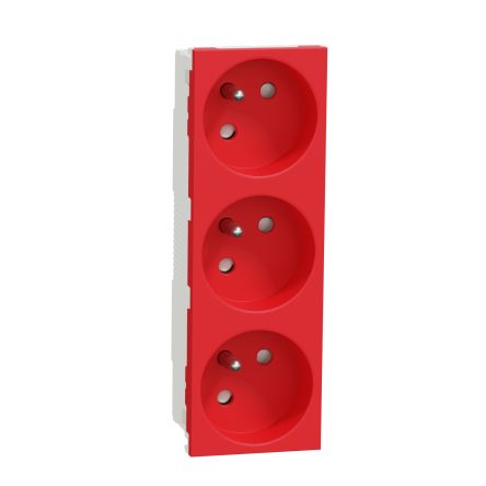 Schneider Electric Red 3 Gang Power Socket, 2 Poles, 16A, French 2P, Indoor Use [NU307903]; 272-7517