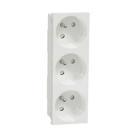 Schneider Electric White 3 Gang Power Socket, 2 Poles, 16A, French 2P, Indoor Use [NU307918]; 272-7518