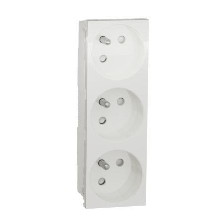 Schneider Electric White 3 Gang Power Socket, 2 Poles, 16A, French 2P, Indoor Use [NU307918T]; 272-7519