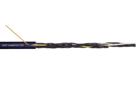 Igus CF9 Control Cable, 12 Cores, G1.0, Unscreened, 100m, Black/Green/Yellow Thermoplastic Elastomers TPE Sheath, 17 [CF9.10.12 (100m + CASE)]; 273-0264