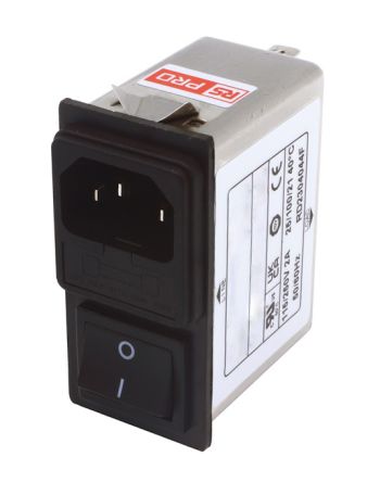 RS PRO 2A, 250 V ac Socket Snap-In IEC Filter 2 Pole, Faston 1 Fuse [0]; 273-4893