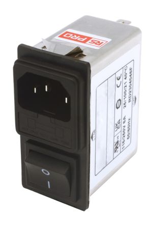 RS PRO 6A, 250 V ac Socket Snap-In IEC Filter 2 Pole, Faston 1 Fuse [0]; 273-4897