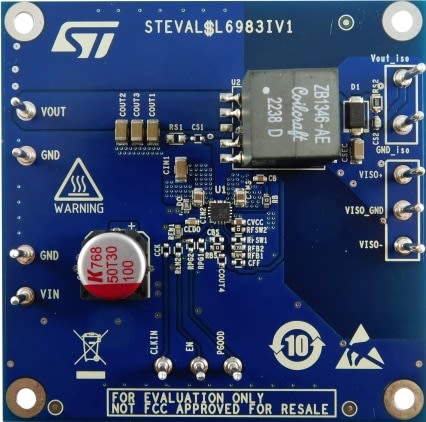 STMicroelectronics Synchronous Iso Buck Converter Evaluation Board Buck Converter for L6983I [STEVAL-L6983IV1]; 273-4924