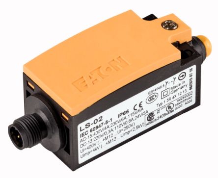 Eaton Plunger Limit Switch, 2NC, IP66, Plastic Housing, 400V ac Max, 4A Max [178128 LS-02-M12A]; 273-6446