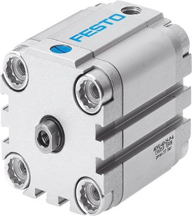 Festo Pneumatic Compact Cylinder - 156973, 100mm Bore, 15mm Stroke, AEVU Series, Single Acting [AEVU-100-15-P-A]; 273-6832