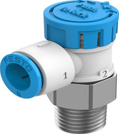 Festo Rotary Knob Exhaust Air One-way Flow Control Pneumatic Manual Control Valve VFOE Series, R 1/4, 1/4in, VFOE-LE-T [VFOE-LE-T-R14-Q8]; 273-7060
