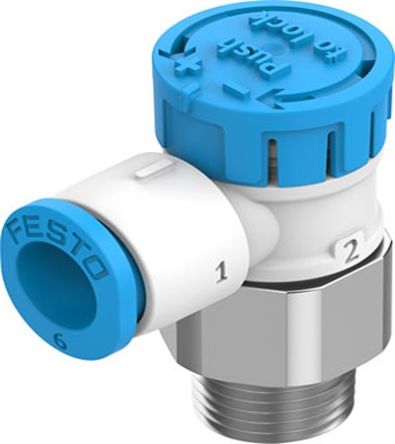 Festo Rotary Knob Exhaust Air One-way Flow Control Pneumatic Manual Control Valve VFOE Series, R 1/8, 1/8in, VFOE-LE-T [VFOE-LE-T-R18-Q6]; 273-7062