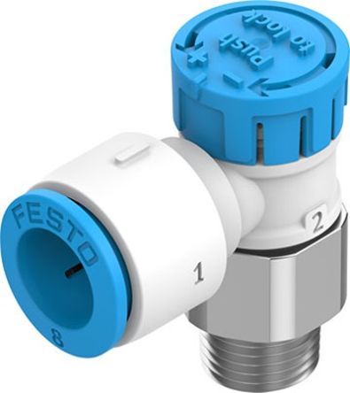Festo Rotary Knob Exhaust Air One-way Flow Control Pneumatic Manual Control Valve VFOE Series, R 1/8, 1/8in, VFOE-LE-T [VFOE-LE-T-R18-Q8]; 273-7063