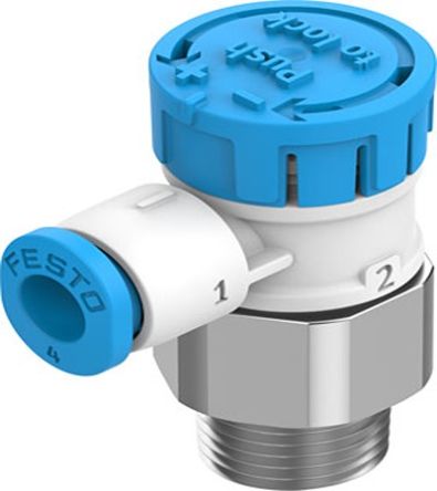 Festo Rotary Knob Supply Air One-way Flow Control Pneumatic Manual Control Valve VFOE Series, R 1/8, 1/8in, VFOE-LS-T [VFOE-LS-T-R18-Q4]; 273-7066